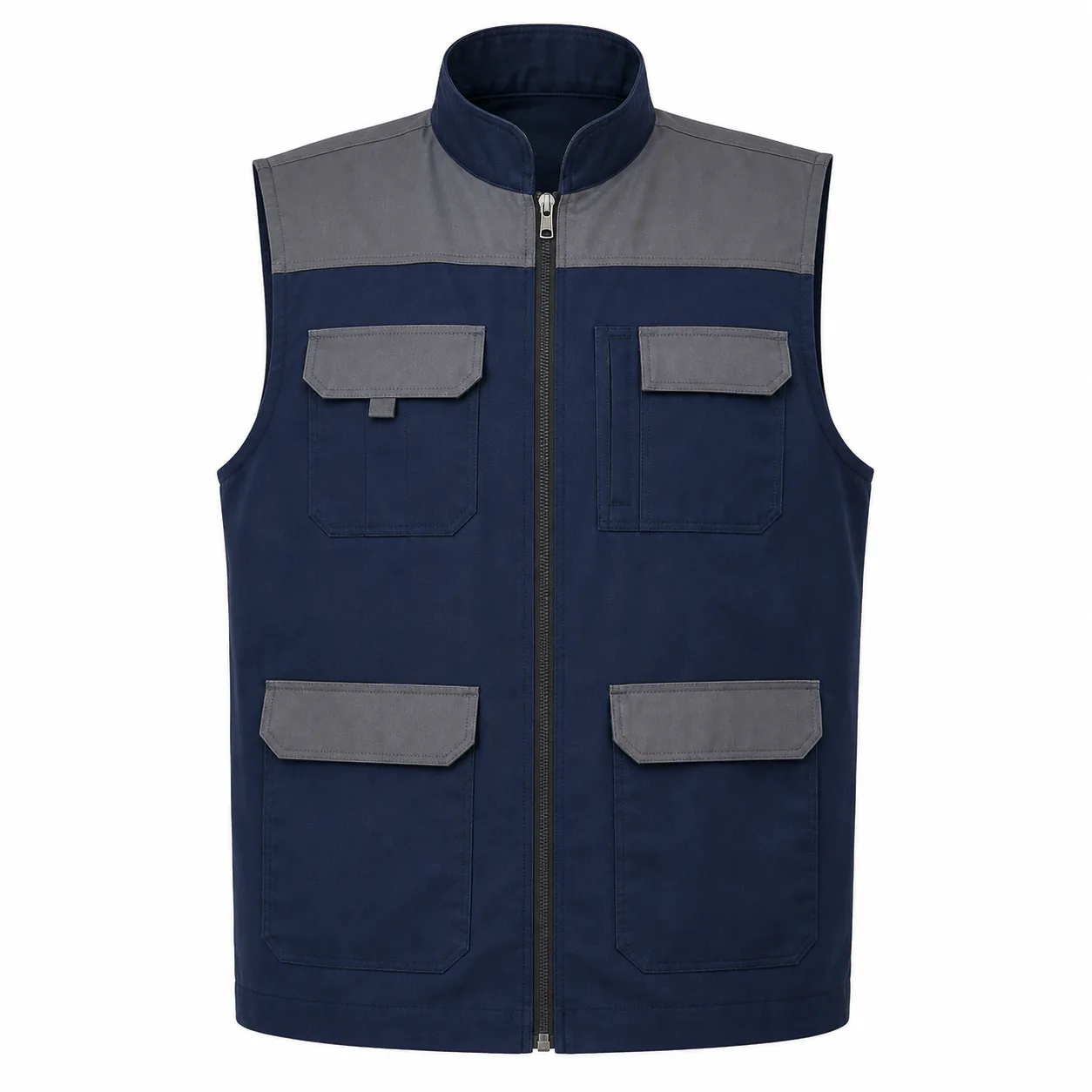 KT-YL-016 Lacivert Gri Çok Cepli Yazlık İş Yeleği